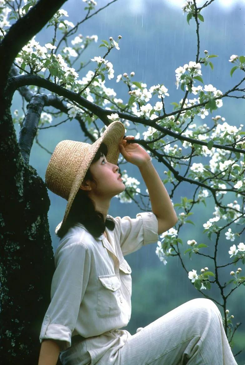 1980s Japanese Retro Portrait in Bloom