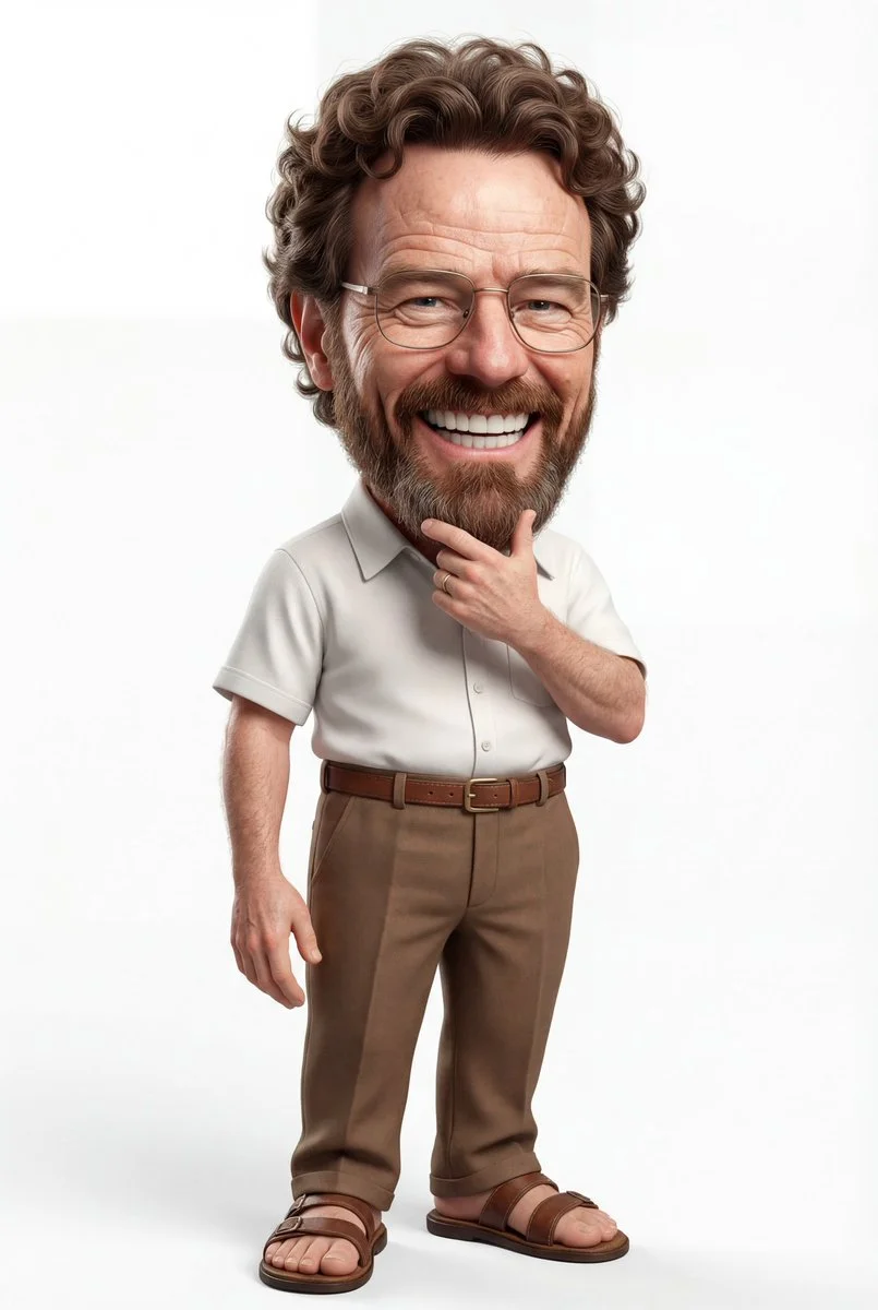 3D Caricature of a Thoughtful Man with Exaggerated Features
