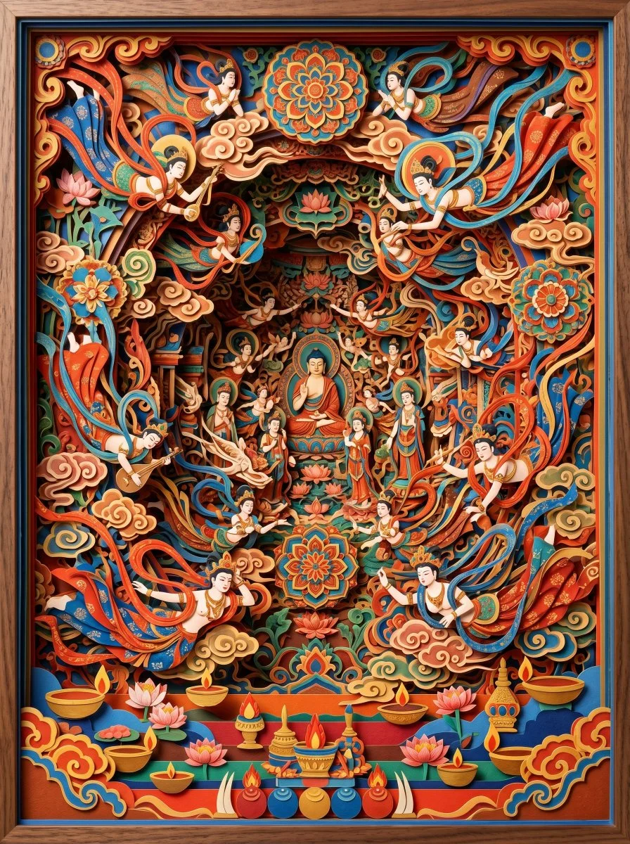 3D Paper Art of Ancient Apsaras