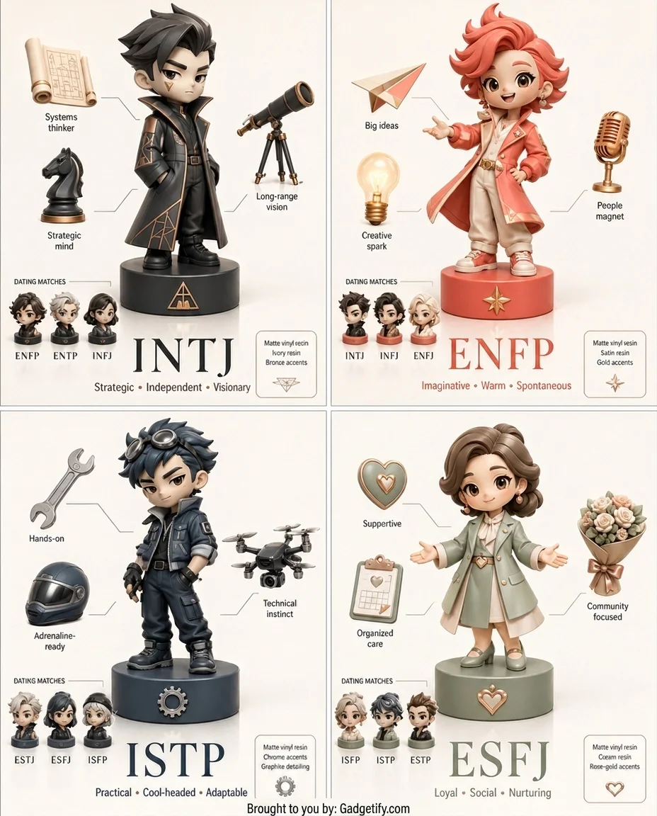 4 MBTI Personalities Visualized as 3D Designer Toys