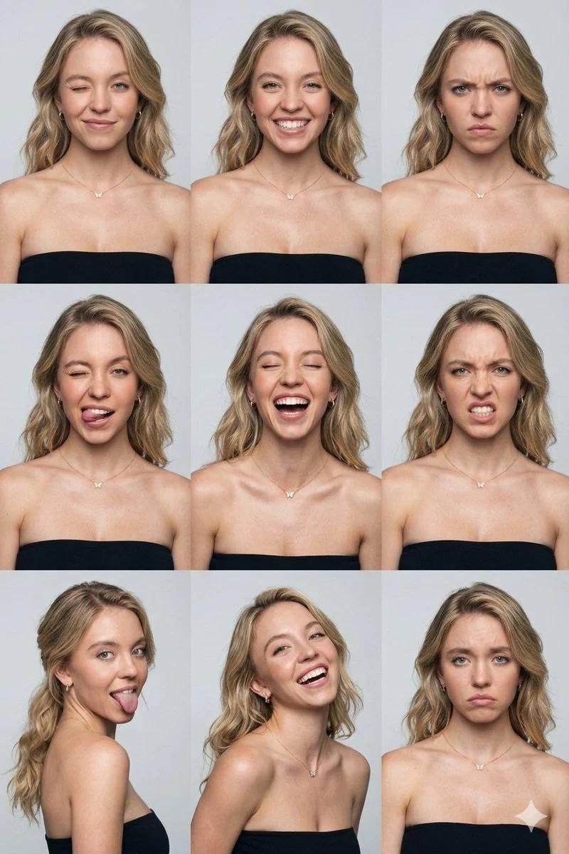 9 Faces, 9 Emotions: A Stunning Portrait Grid of Expression
