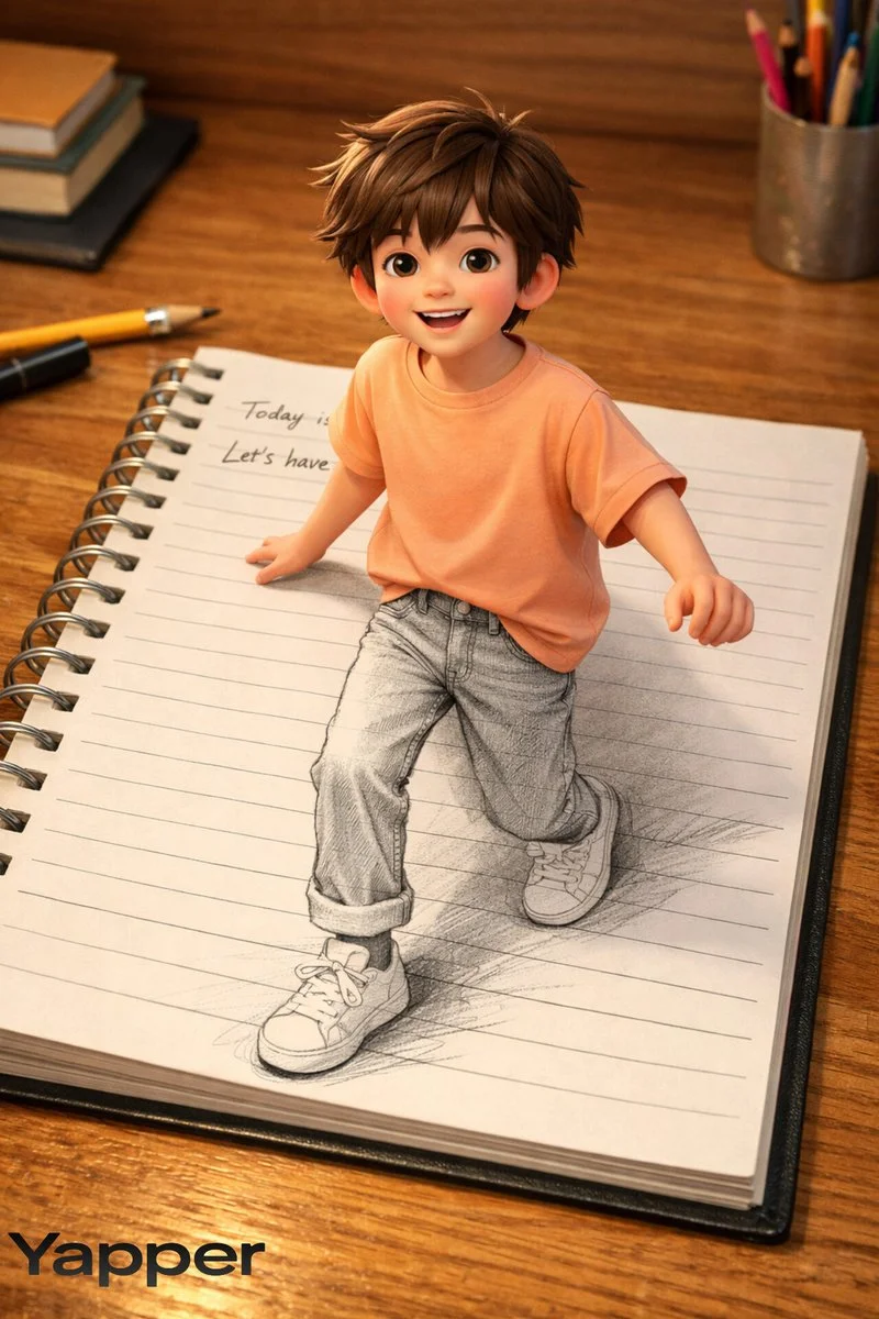 A 3D Pop-Out Sketch from a Notebook