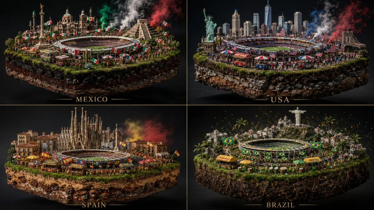 A 3D typographic sculpture of 26 formed from messy matchday foods