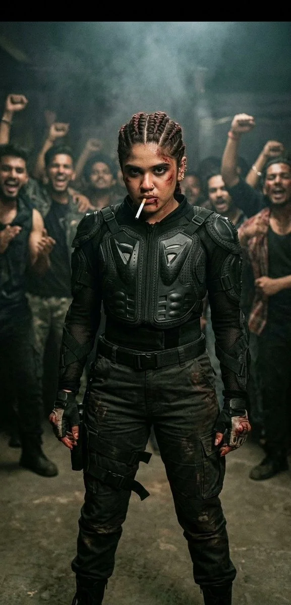 A bruised fighter smokes in the dim fight club afterglow