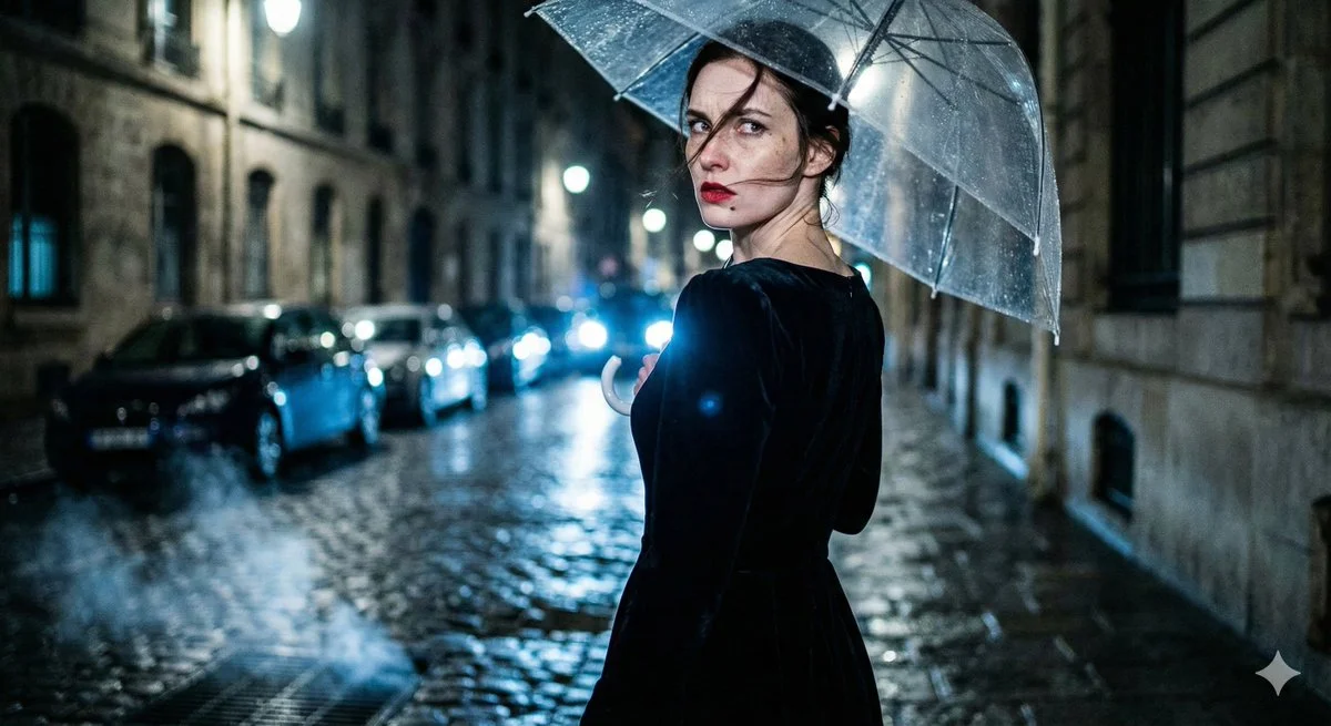 A Cinematic Enigma: Femme Fatale in Noir Elegance