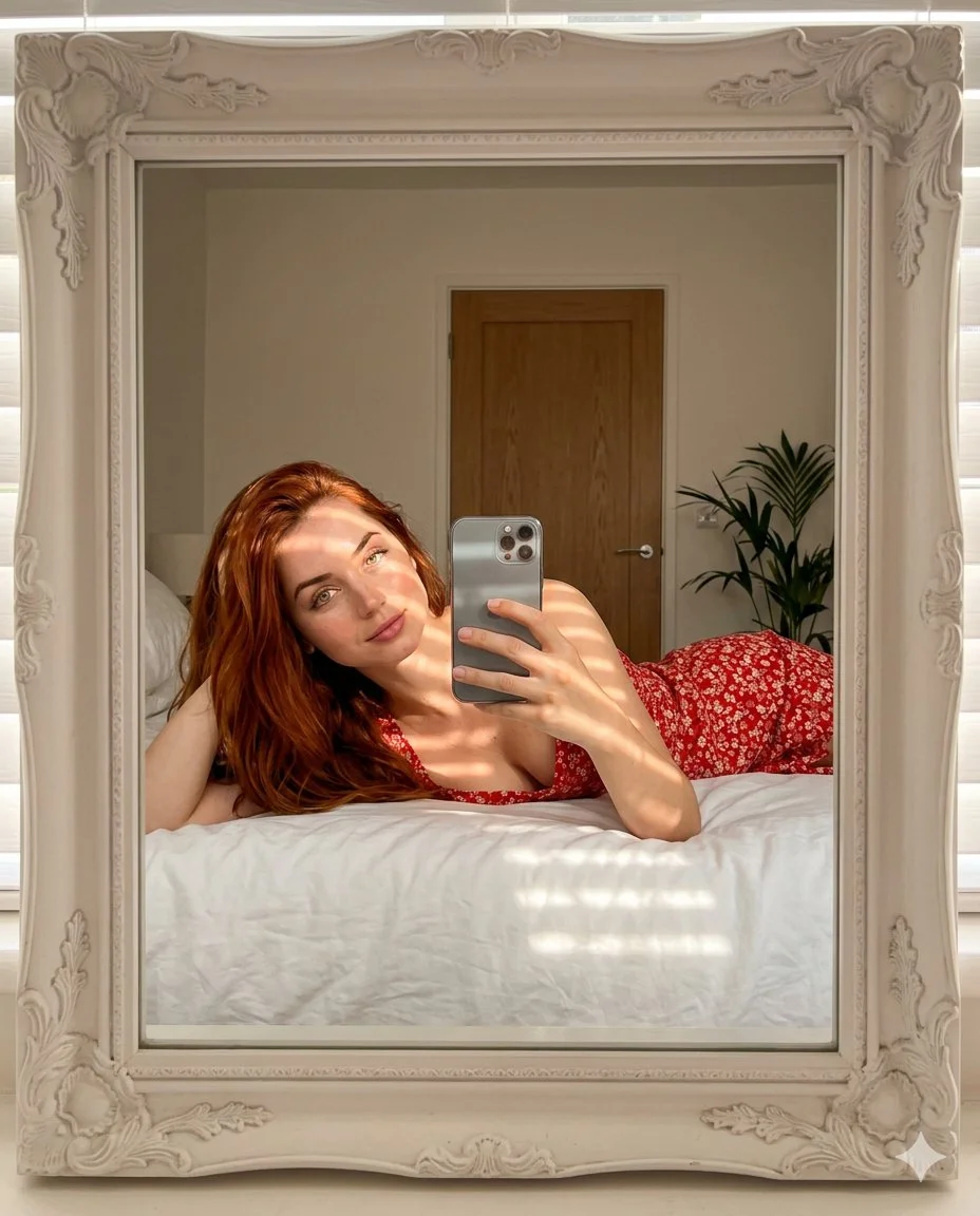 A Cozy, Sunlit Moment Captured in a Mirror Selfie