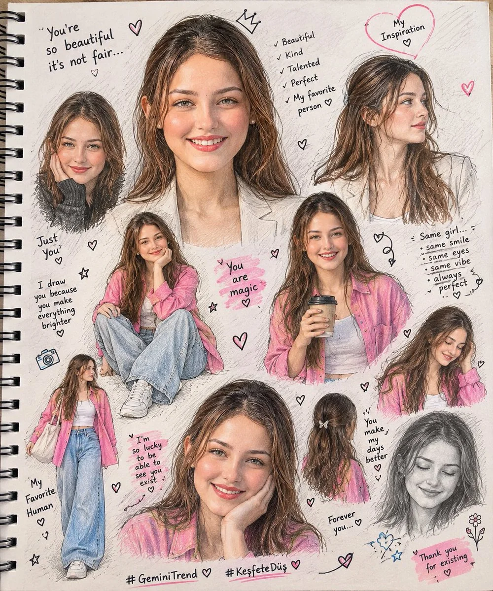 A devoted fan artist sketches your portrait in a spiral-bound book