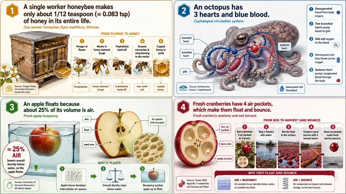 A foraging honeybee produces just a twelfth teaspoon of honey in its lifetime