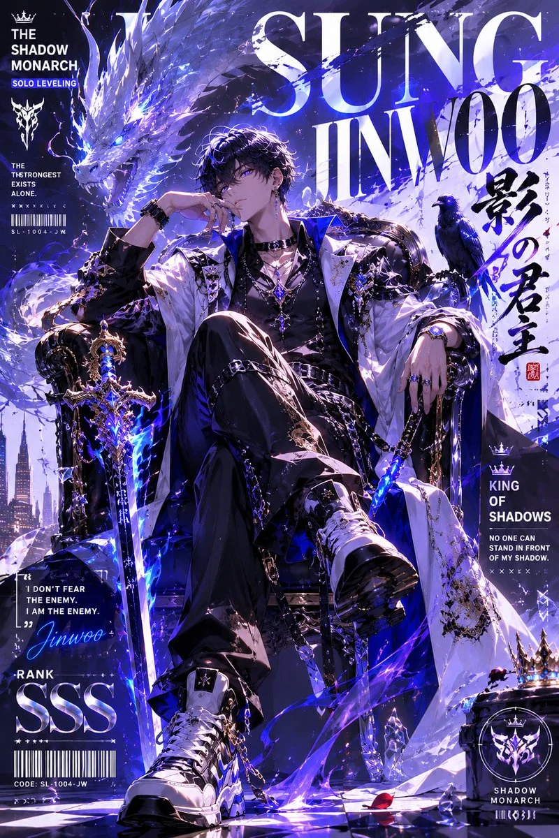 A futuristic fashion icon poses in dynamic editorial style