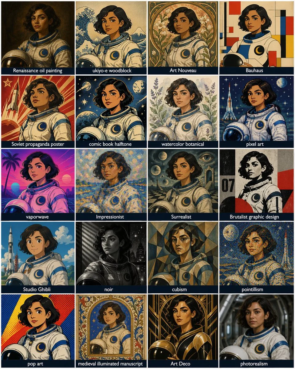 A Journey Through Time: The Astronaut in 20 Art Styles
