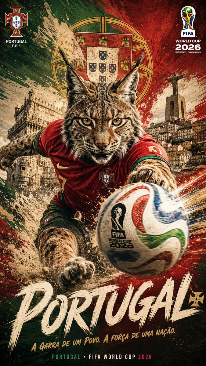 A majestic lion in Brazil jersey charges with World Cup ball