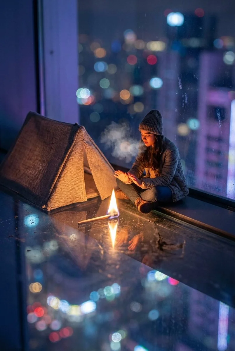 A Match for the City: Surreal Rooftop Refuge