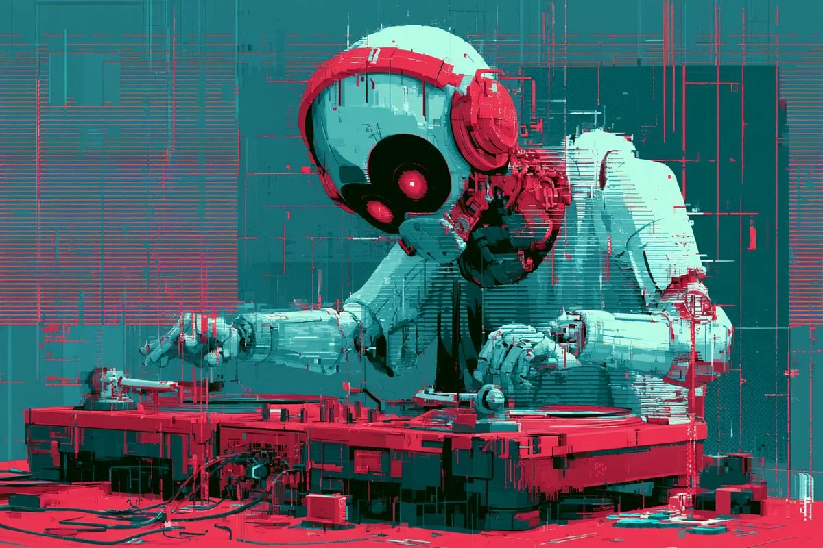 A pixelated knight fights in neon glitch arcade shadows