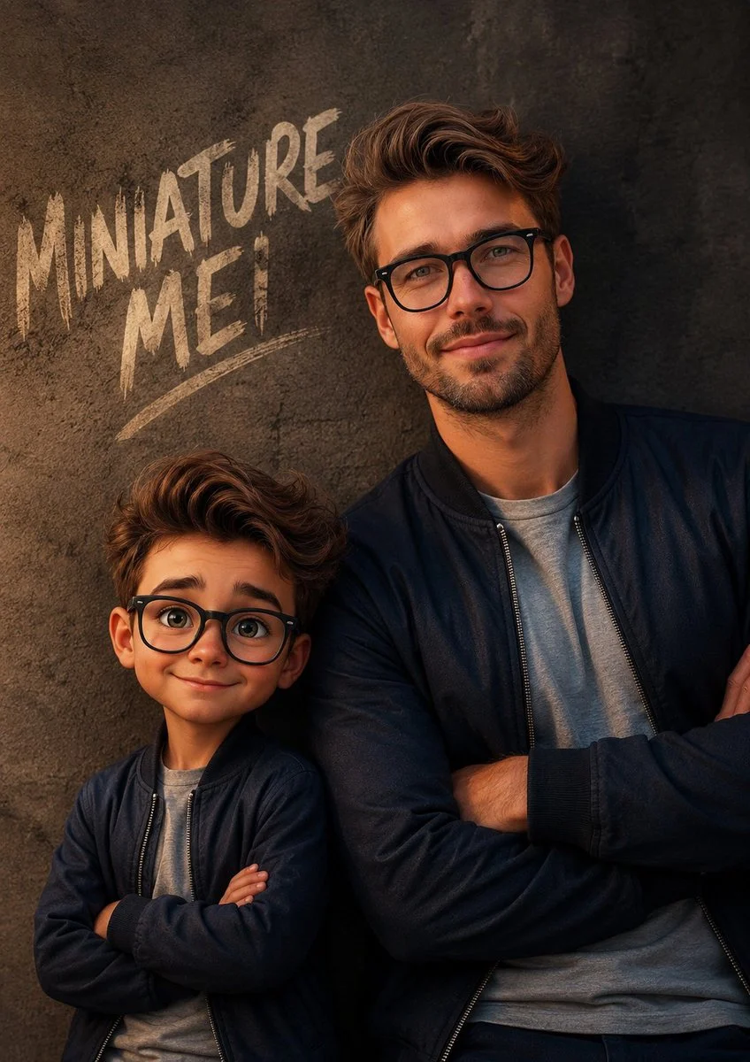 A Playful Reflection: The Boy and His Miniature Self