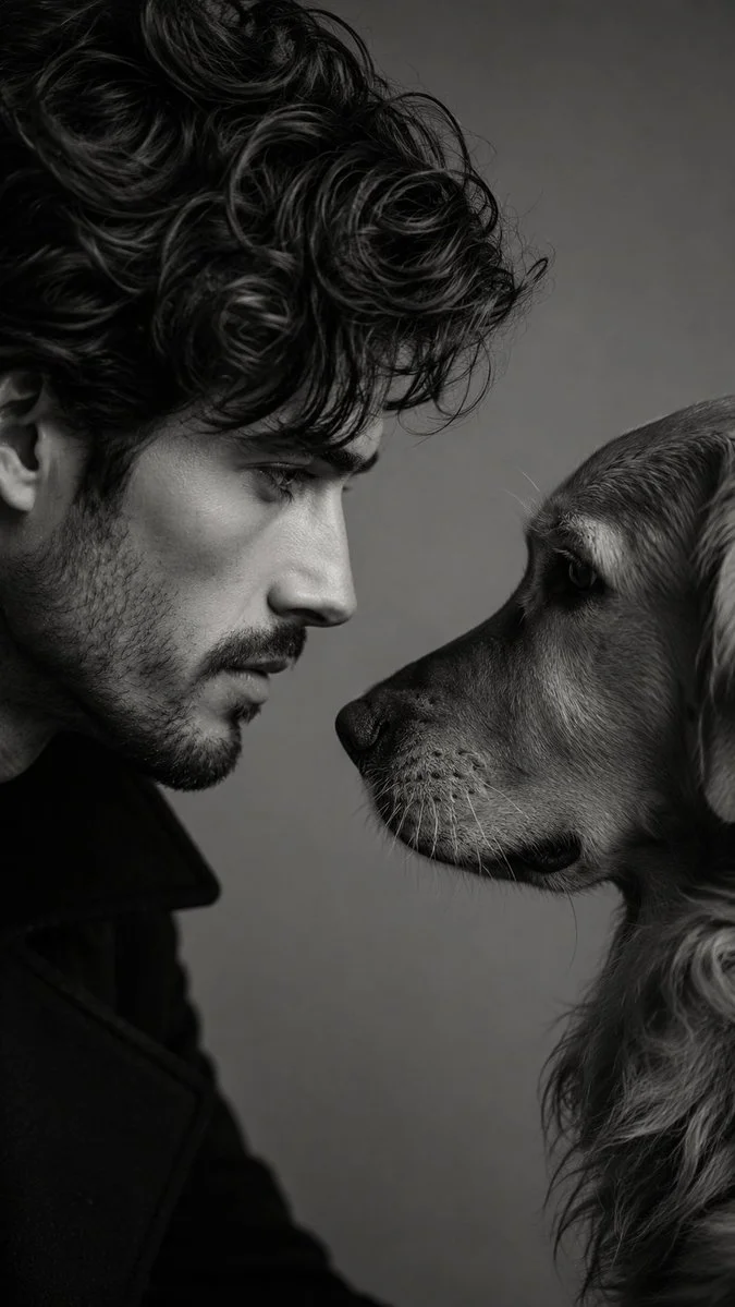 A quiet forehead-to-forehead portrait with my dog