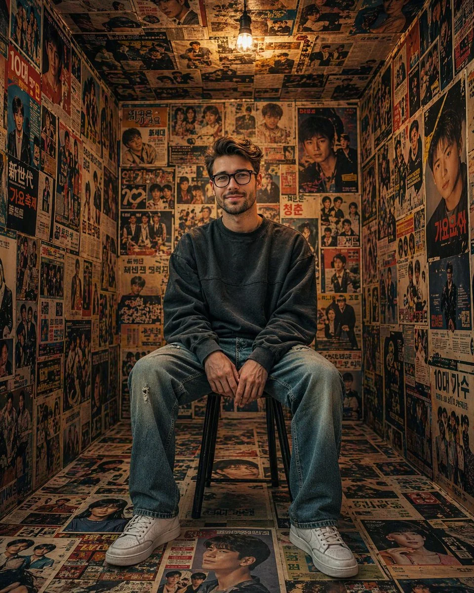 A Quiet Moment Amidst Retro Layers