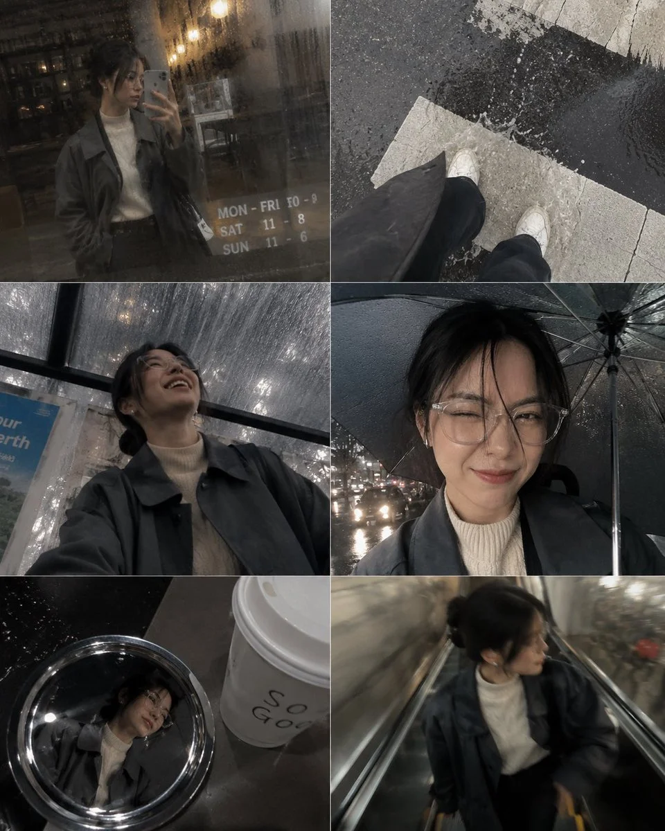 A rainy downtown errand day captured in six candid phone photos