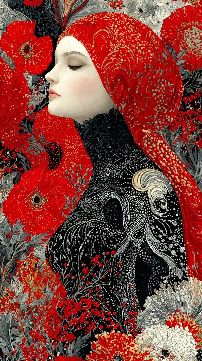 A Regal Dream: Elegance in Crimson and Gold