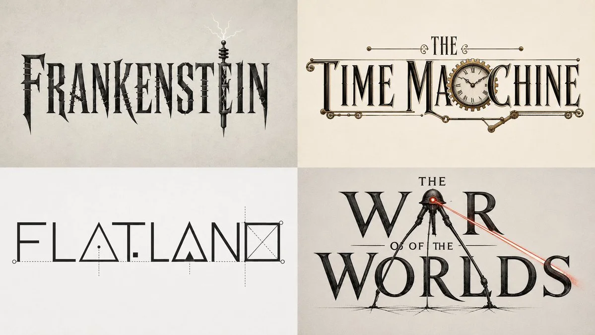 A retro sci-fi wordmark blends glowing type with a sleek rocket silhouette.