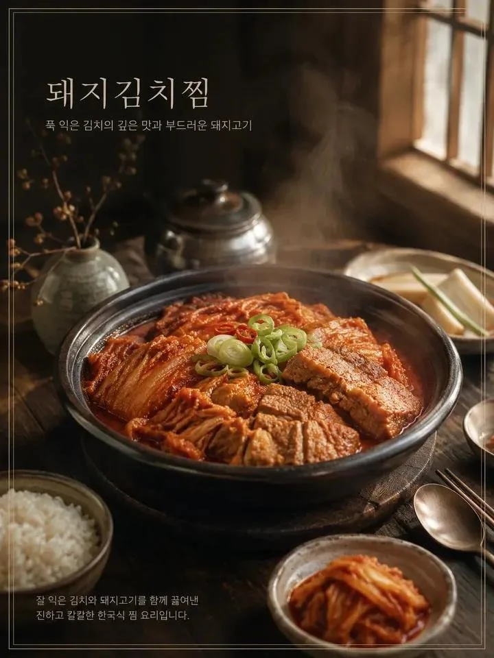 A sizzling Korean bulgogi steak rests on a rustic wooden table with steam.