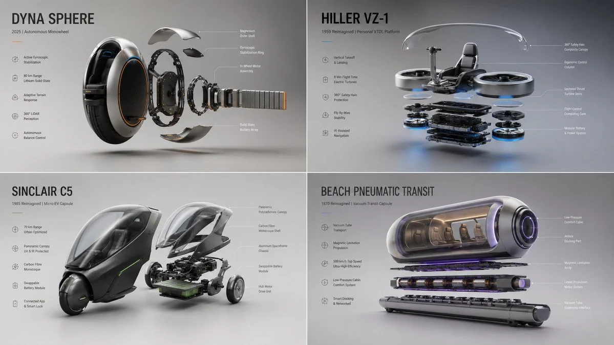 A sleek Dyna Sphere reimagined as luxury tech in a floating exploded view