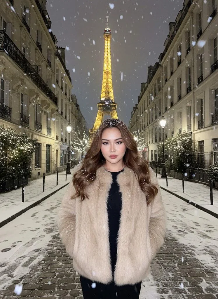 A Snowy Night in Paris: Elegance Meets Dreamy Vibes