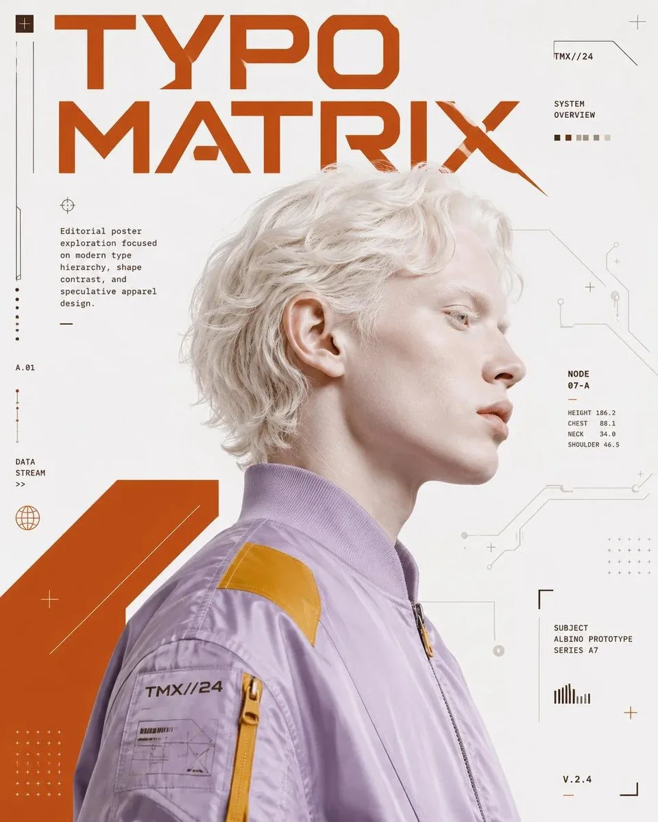 A striking side-profile portrait blends fashion with futuristic tech