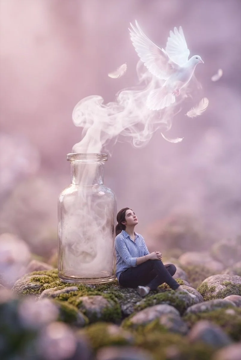 A Surreal Encounter with Smoke and Doves