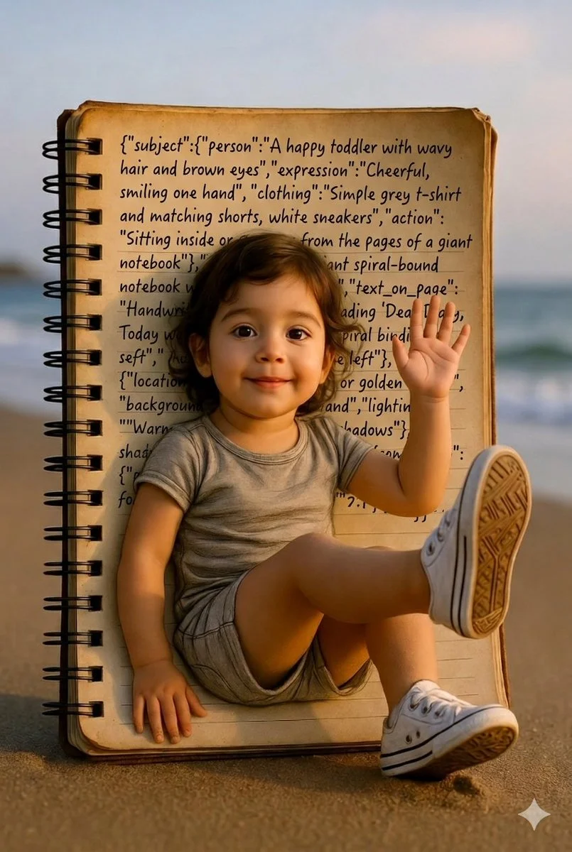 A Toddler Born from Code on a Beach