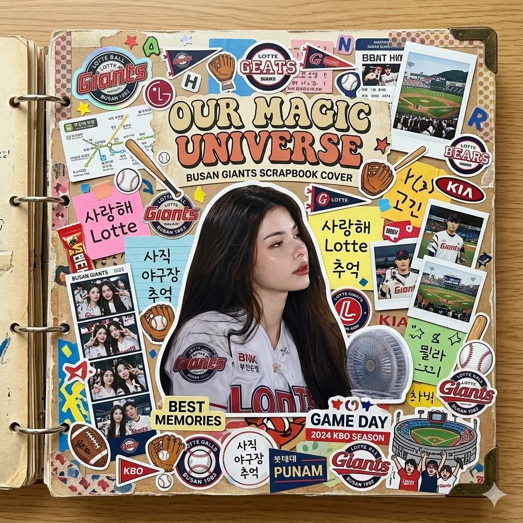 A vibrant scrapbook collage displays a banana with gemstone accents