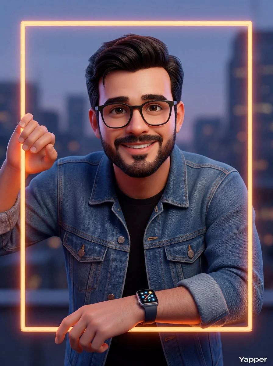 A Warm Smile Through a Glowing Frame