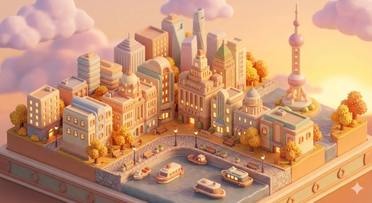 A Whimsical City in Animal Crossing Style