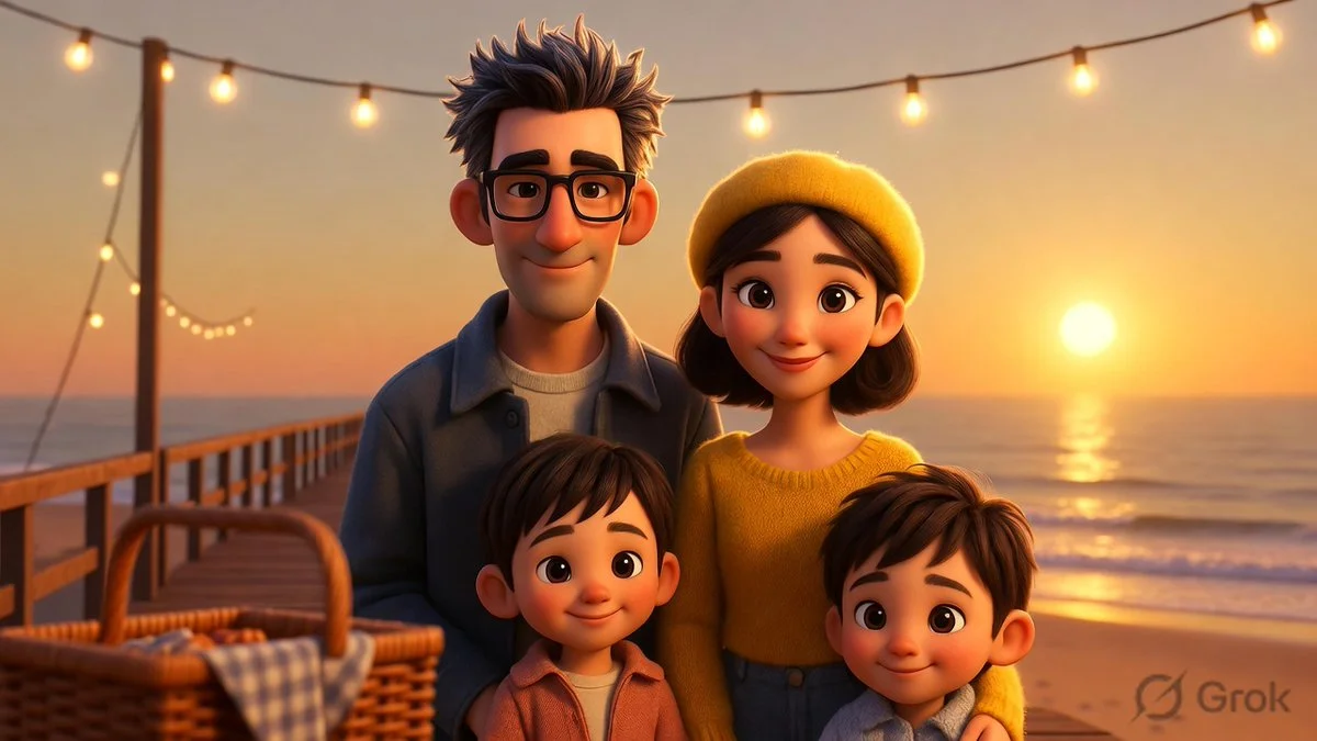 A Whimsical Family Sunset by the Beach