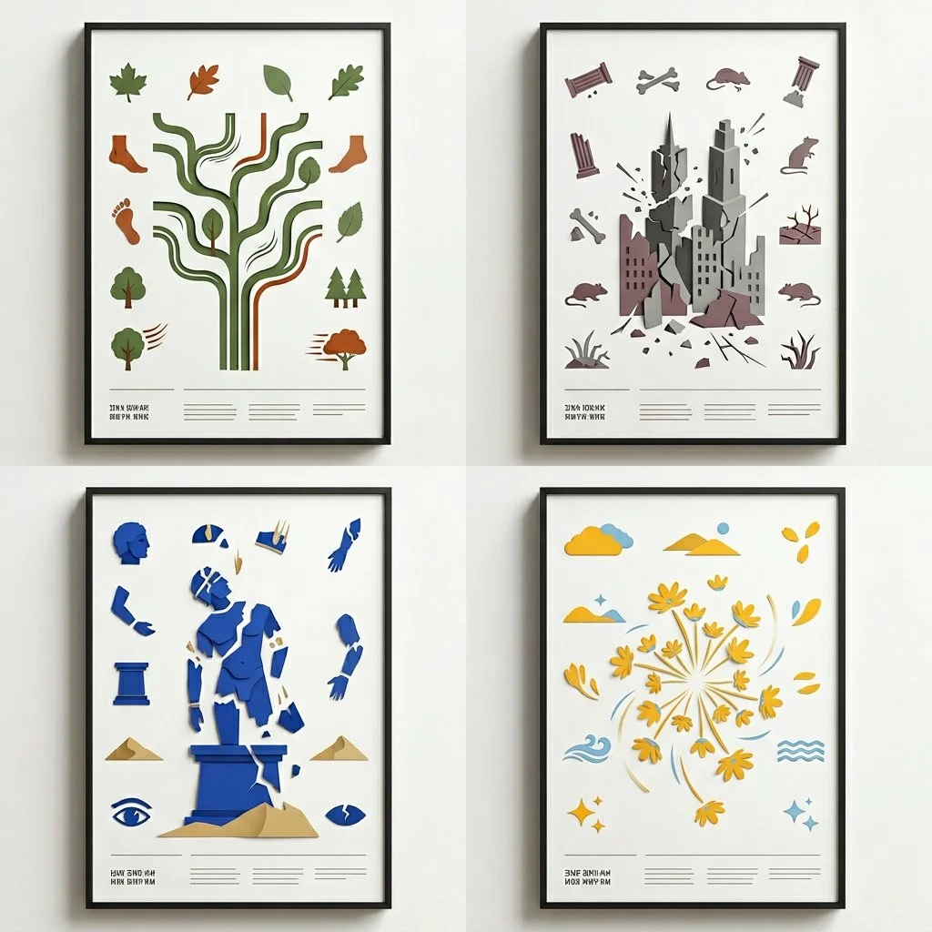 Abstract Geometry Encodes Poetic Essence in Minimalist Dioramas