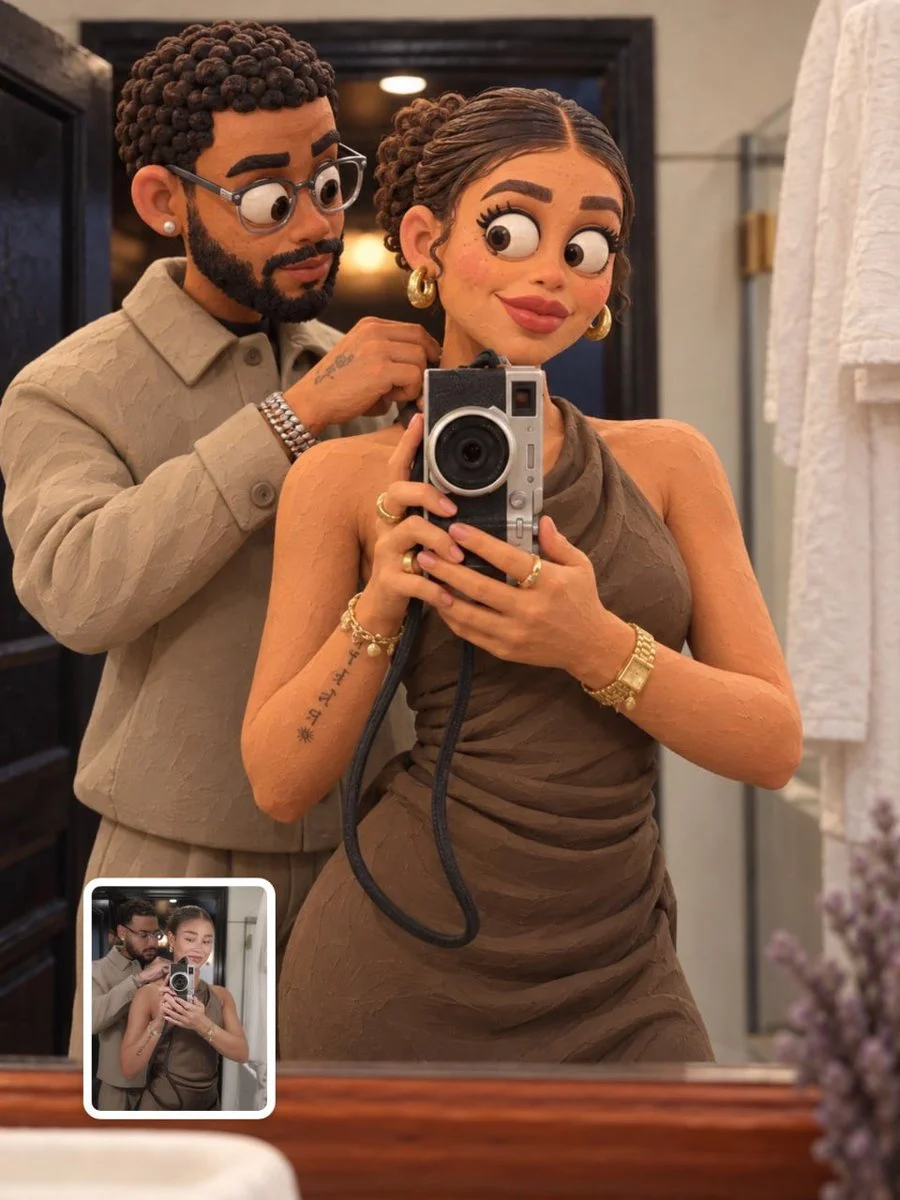 Absurd Plasticine Figures Emerge from Reference Image with Tactile Detail