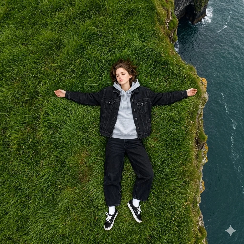 Aerial Serenity: Man in Nature's Embrace