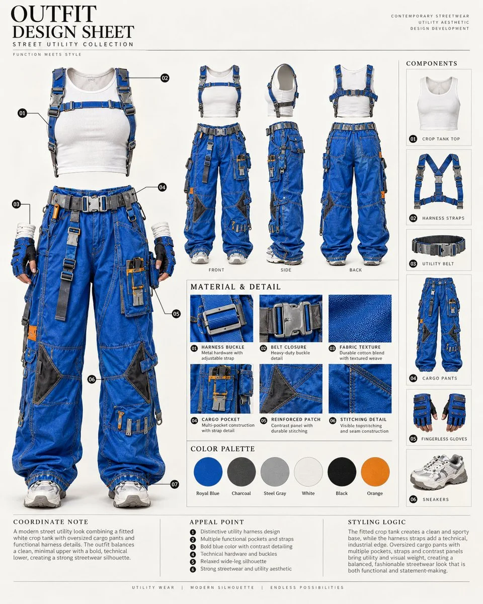 AI Transforms Outfit Reference into Professional Fashion Character Sheet