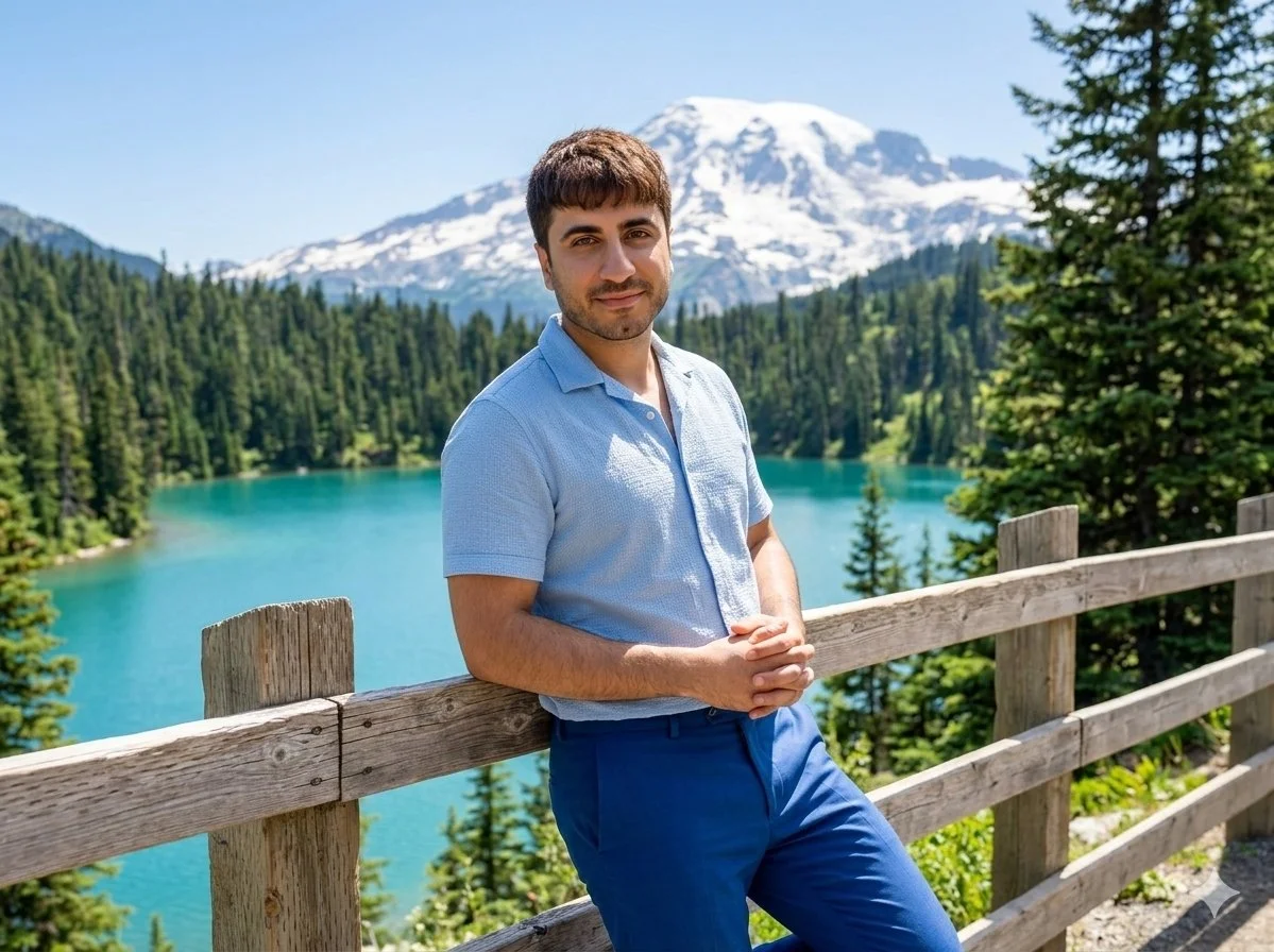 Alpine Calm: Portrait by the Turquoise Lake