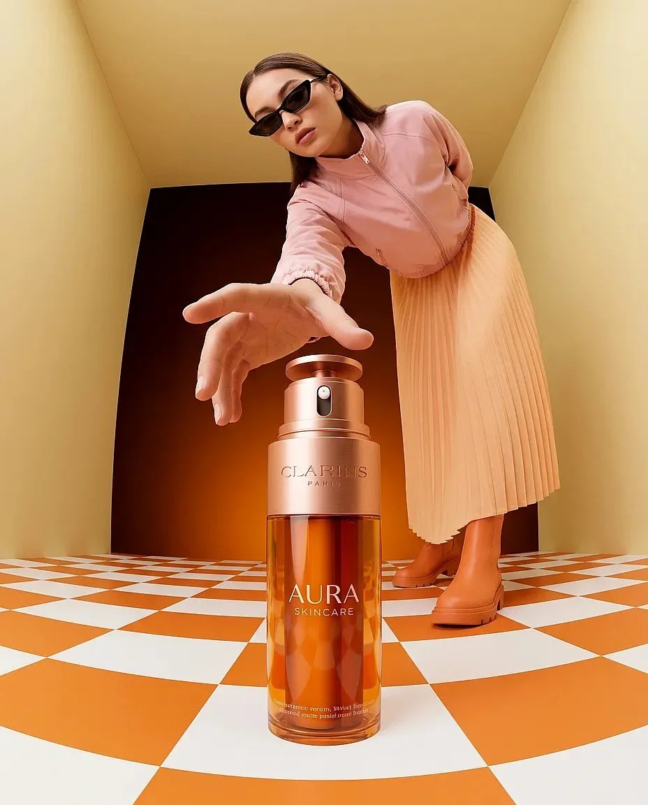 Amber Aura: Surreal Fashion Meets Luxury Skincare in Warm Monochrome