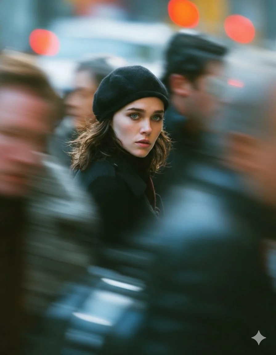 Amidst the Urban Rush: A Soulful Portrait