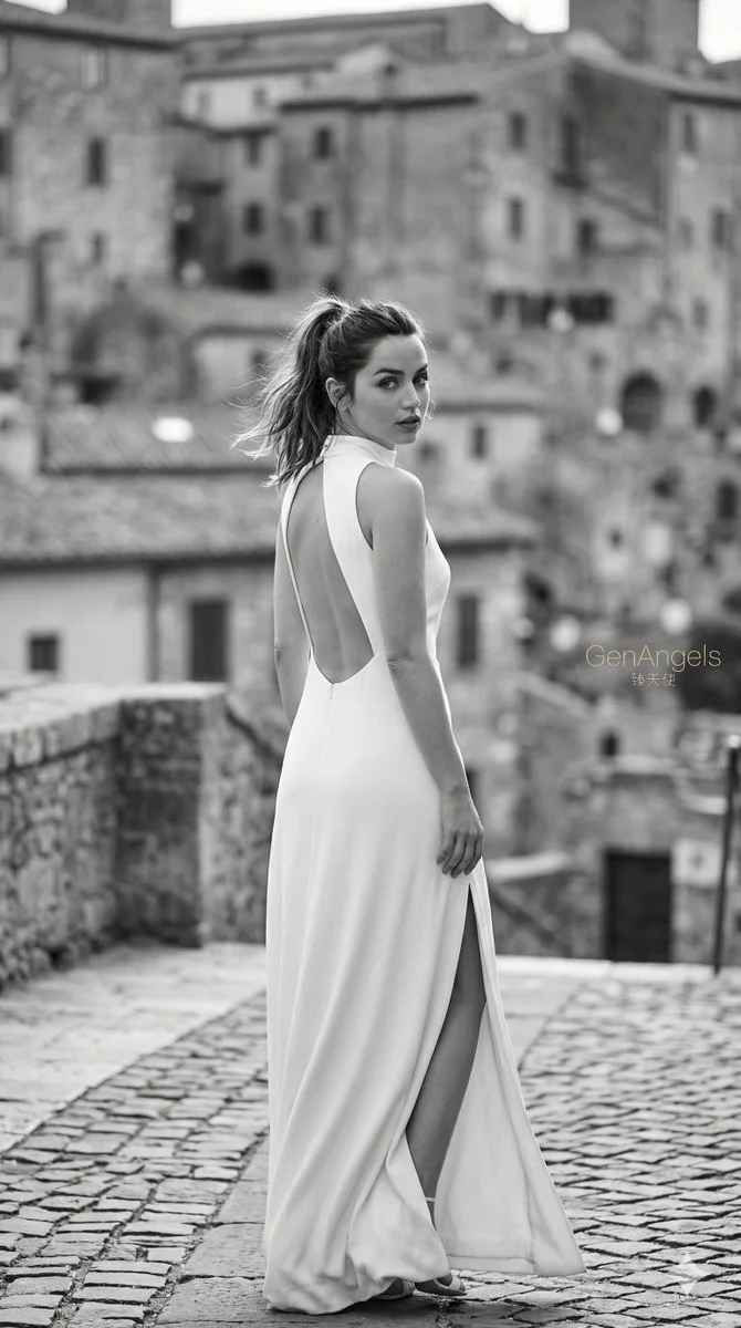Ana de Armas in Timeless Monochrome Elegance on Historic Steps
