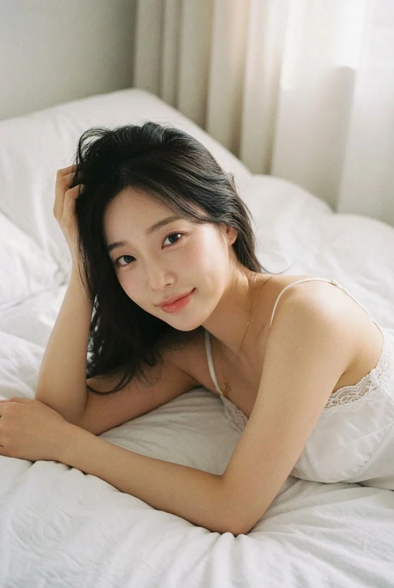 Analog Aesthetic Meets Modern Elegance: Soft Portrait with Vintage Grain