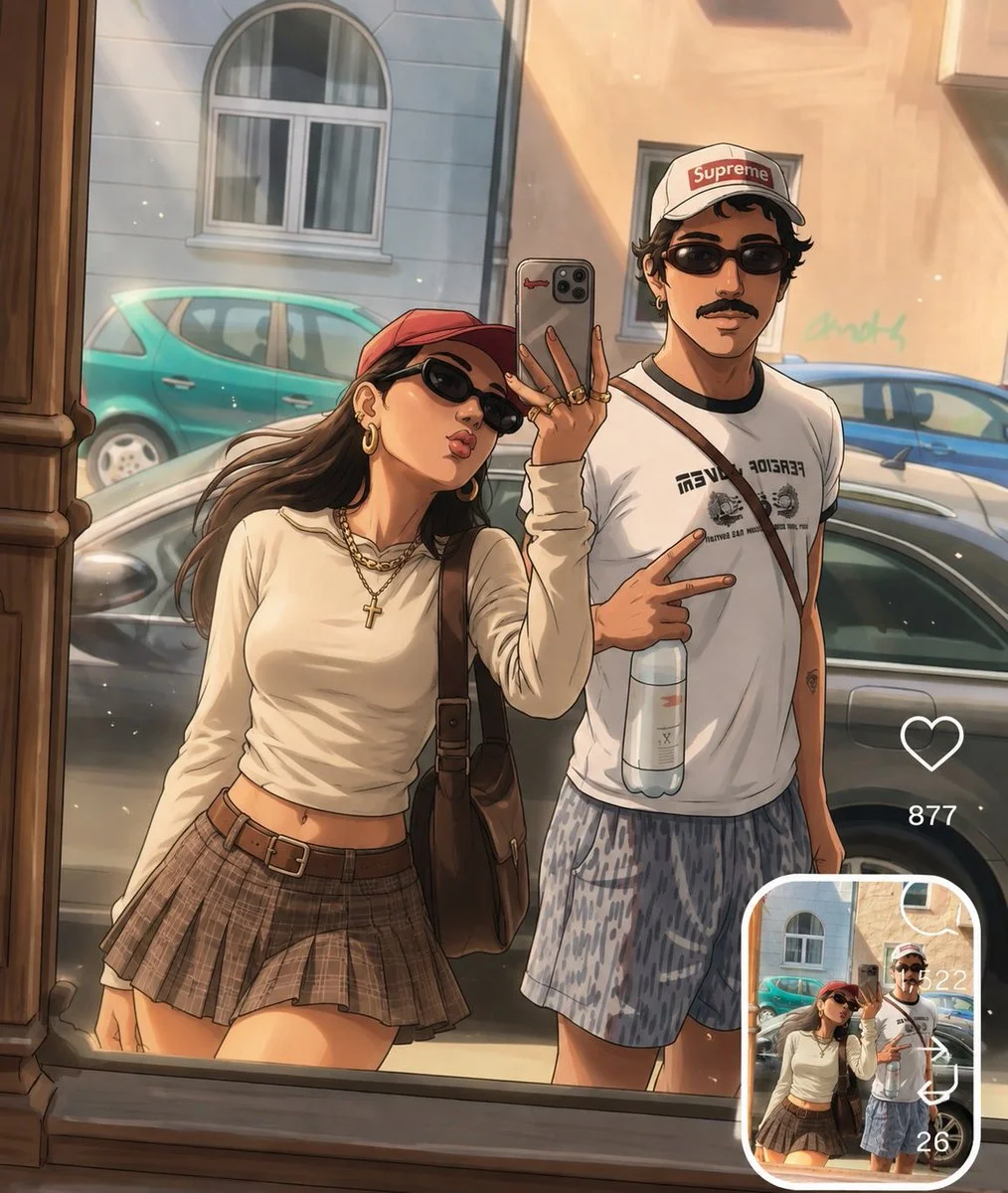 Anime artwork transforms a real photo into a polished illustration