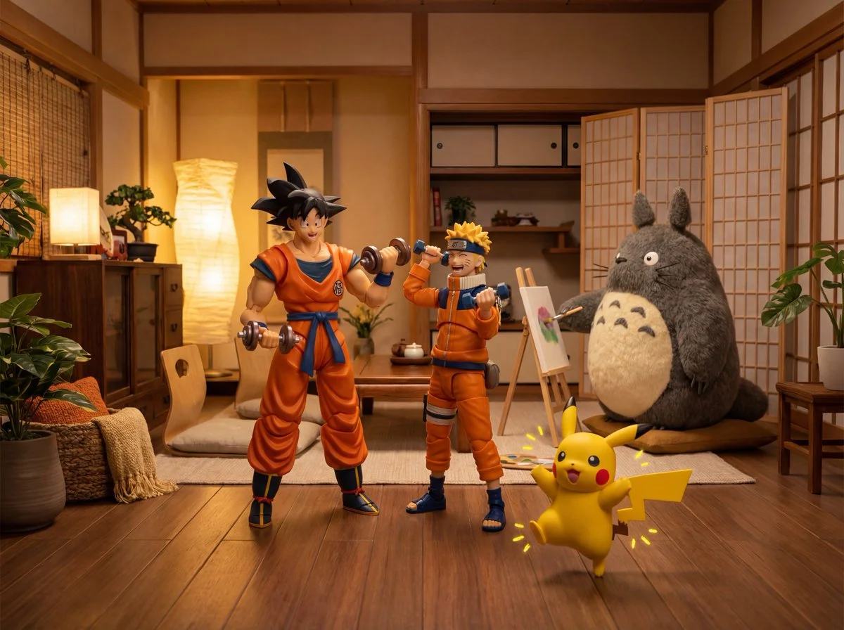 Anime Friends in a Cozy Scene of Fun and Friendship