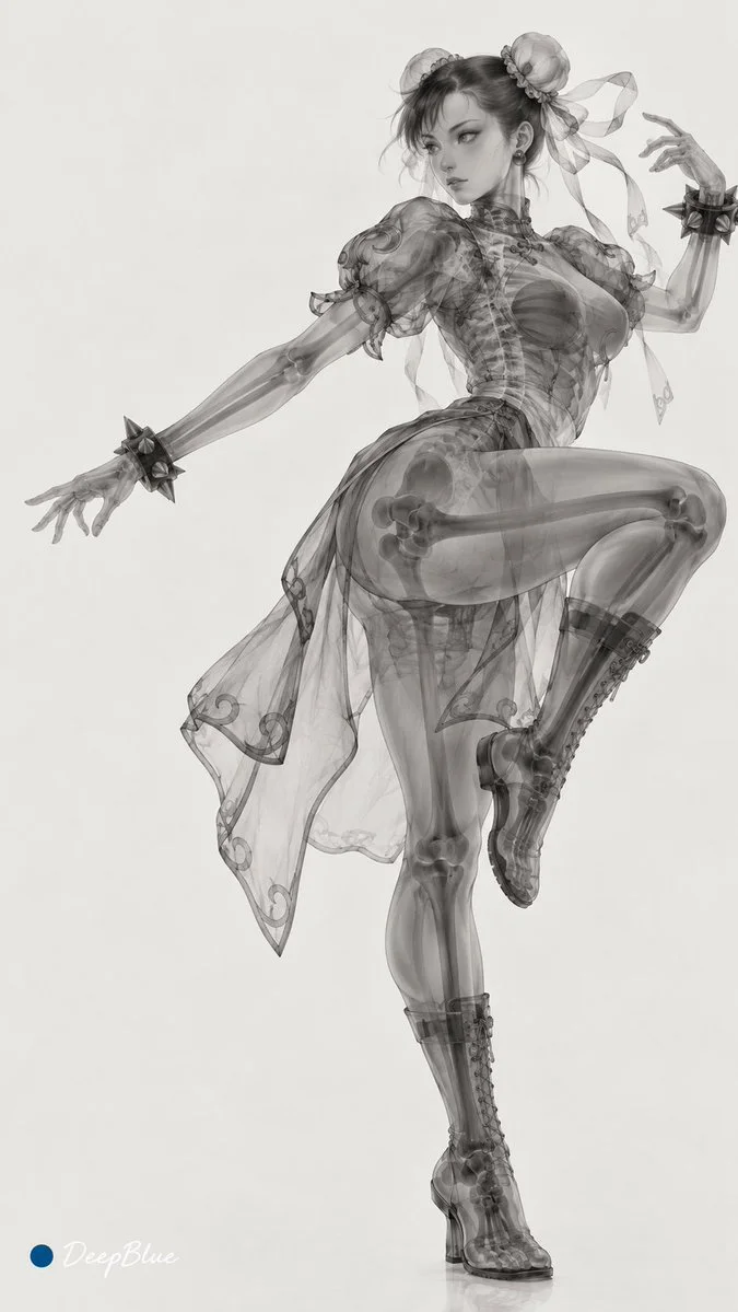 Anime Game Female Characters in X-ray Artistic Projection