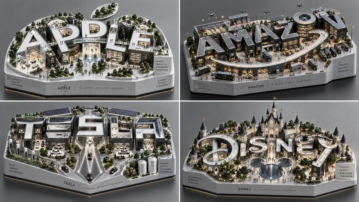 Apple's typographic campus hides a bitten apple in its negative space