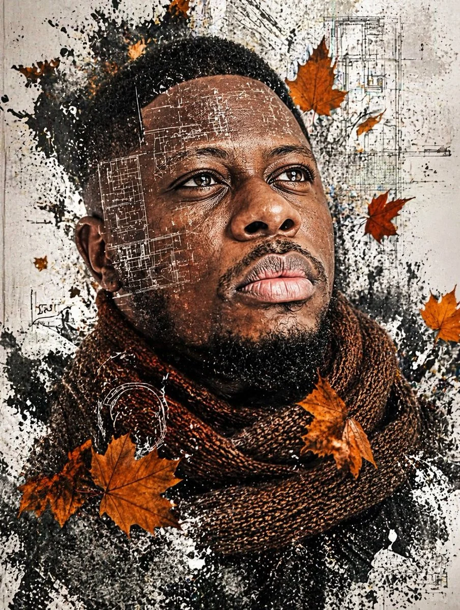 Architectural Dreams: Men in Autumn's Embrace