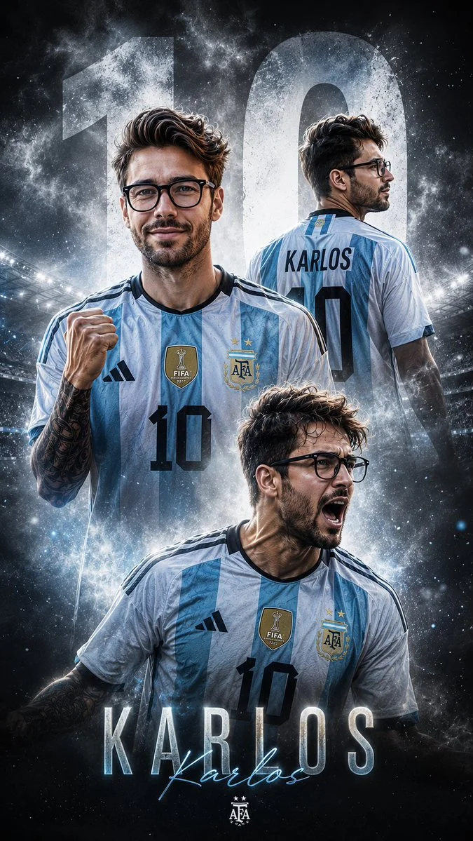 Argentina star Karlos strikes three dramatic poses on smoky stadium
