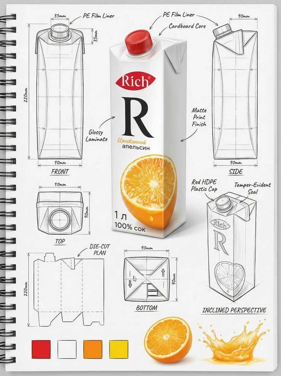 Artistic Fusion of Realistic Packaging and Pencil Sketch Elements