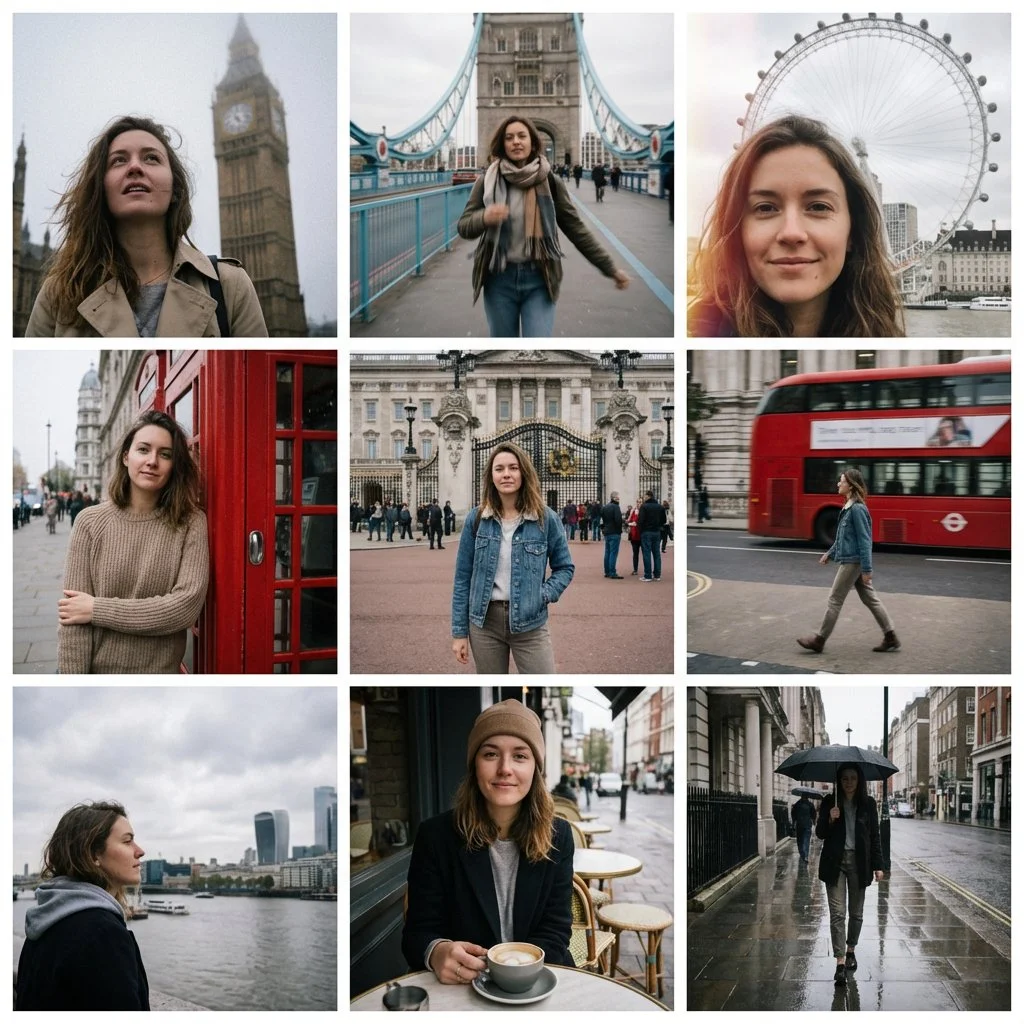 Authentic London Moments Captured in a 3x3 Instagram Grid